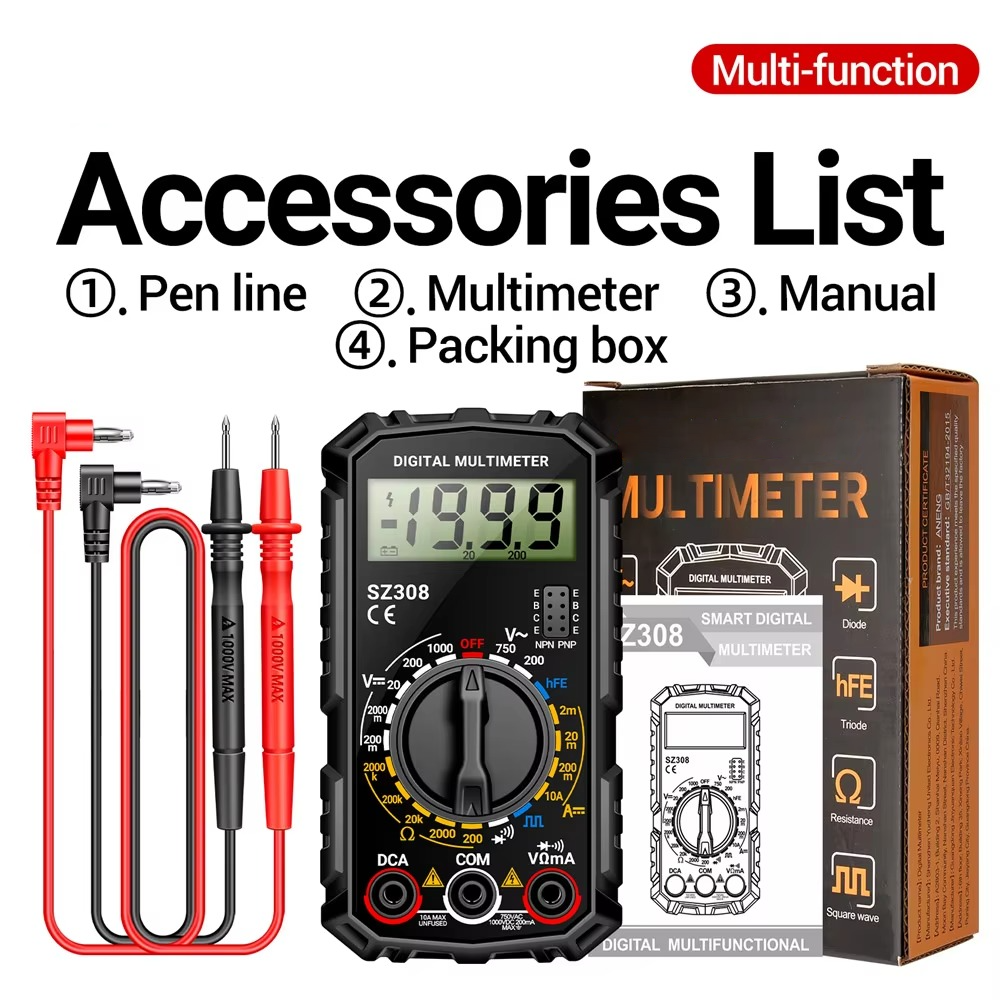 Digital Multimeter with Extended Probe Reach and Diode Testing for Electrical  Systems