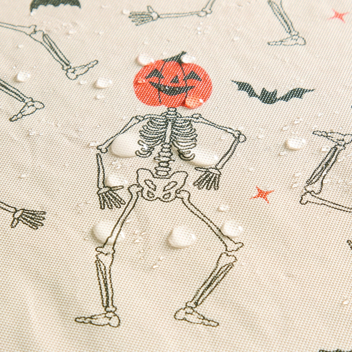 Way To Celebrate Halloween PEVA Tablecloth, For Table 60" x 102" - Skeleton Pumpkin Head Toss
