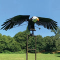 Garden Bird Sculpture with Flapping Wings and Six-Point Ground Stake, Powder-Coated Metal