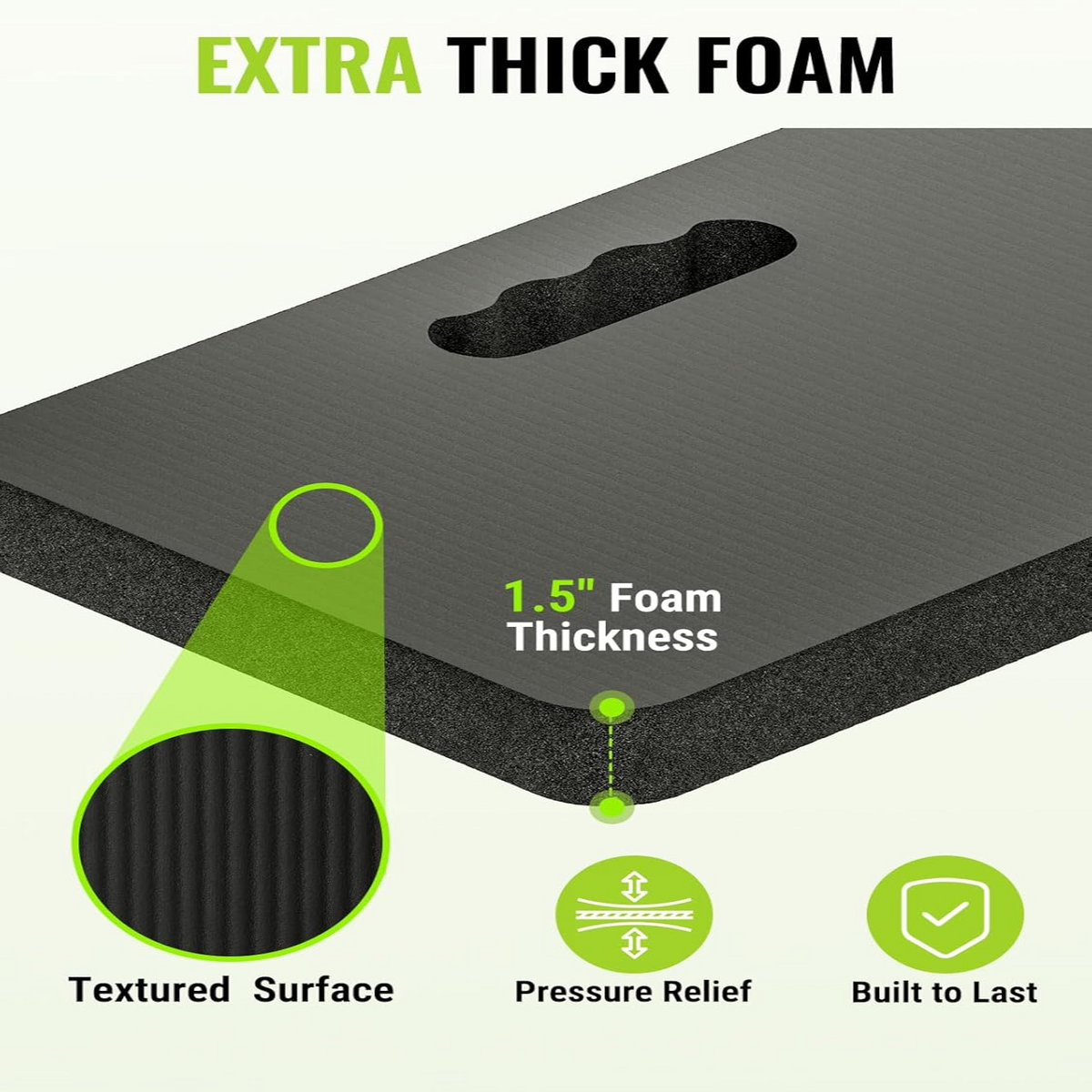 Extra Thick Foam Knee Pads with Adjustable Straps and Grip Bottom for Gardening