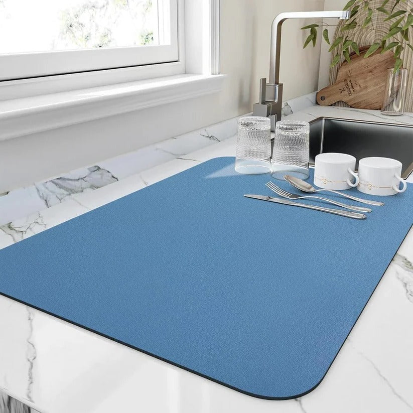 Absorbent Dish Drying Mat with Porous Microfiber and Fast  Evaporation