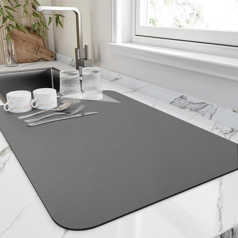 Absorbent Dish Drying Mat with Porous Microfiber and Fast  Evaporation