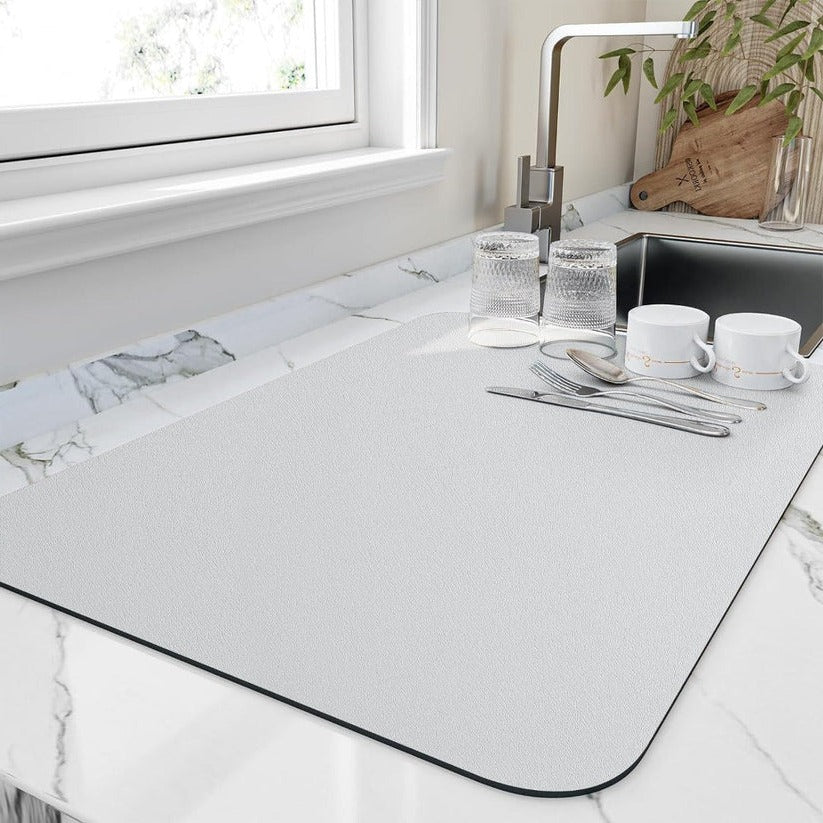 Absorbent Dish Drying Mat with Porous Microfiber and Fast  Evaporation