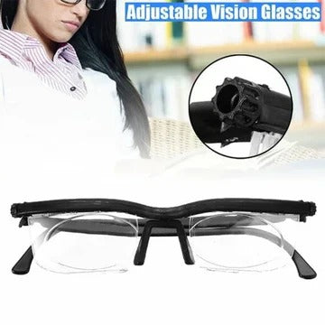Adjustable Focus Glasses for Near and Far Vision with Dial-Control Precision Adjustment