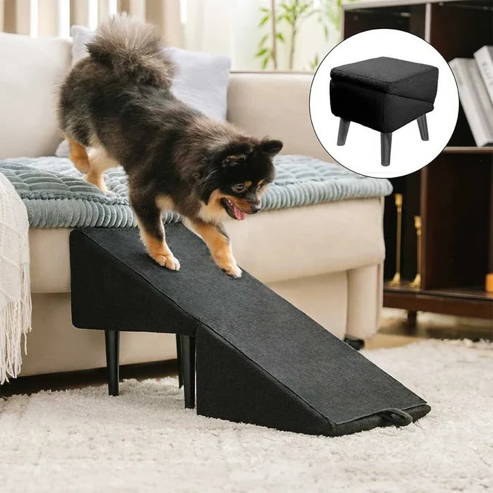 Convertible Dog Ramp with Padded Steps and Suction Cup Base for Beds and  Couches