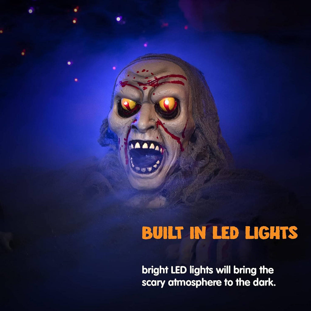 Halloween Groundbreaker, Light Up Eyes and Creepy Sound with IR Sensor for Outdoor Lawn, Graveyard and Haunted House Decor