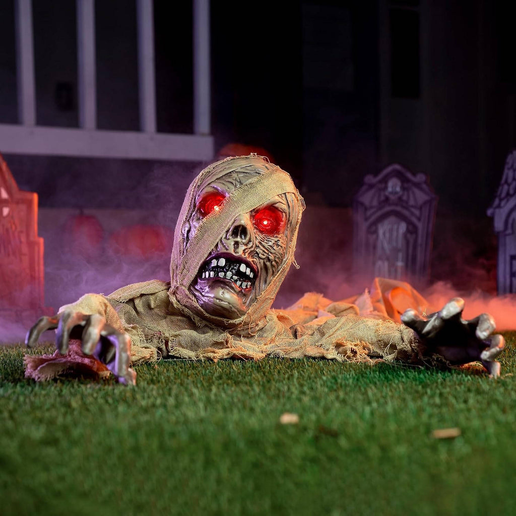 Halloween Groundbreaker, Light Up Eyes and Creepy Sound with IR Sensor for Outdoor Lawn, Graveyard and Haunted House Decor