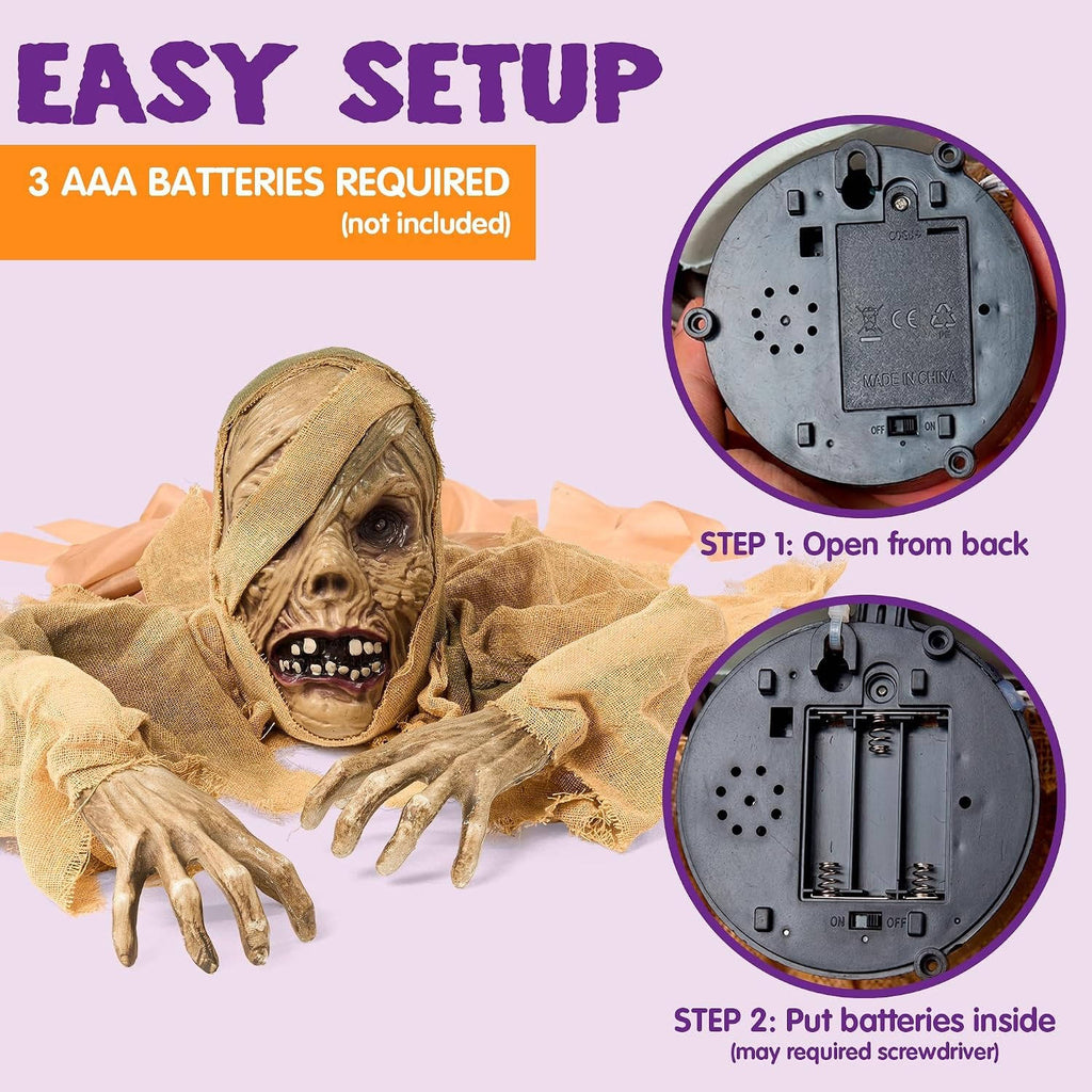 Halloween Groundbreaker, Light Up Eyes and Creepy Sound with IR Sensor for Outdoor Lawn, Graveyard and Haunted House Decor