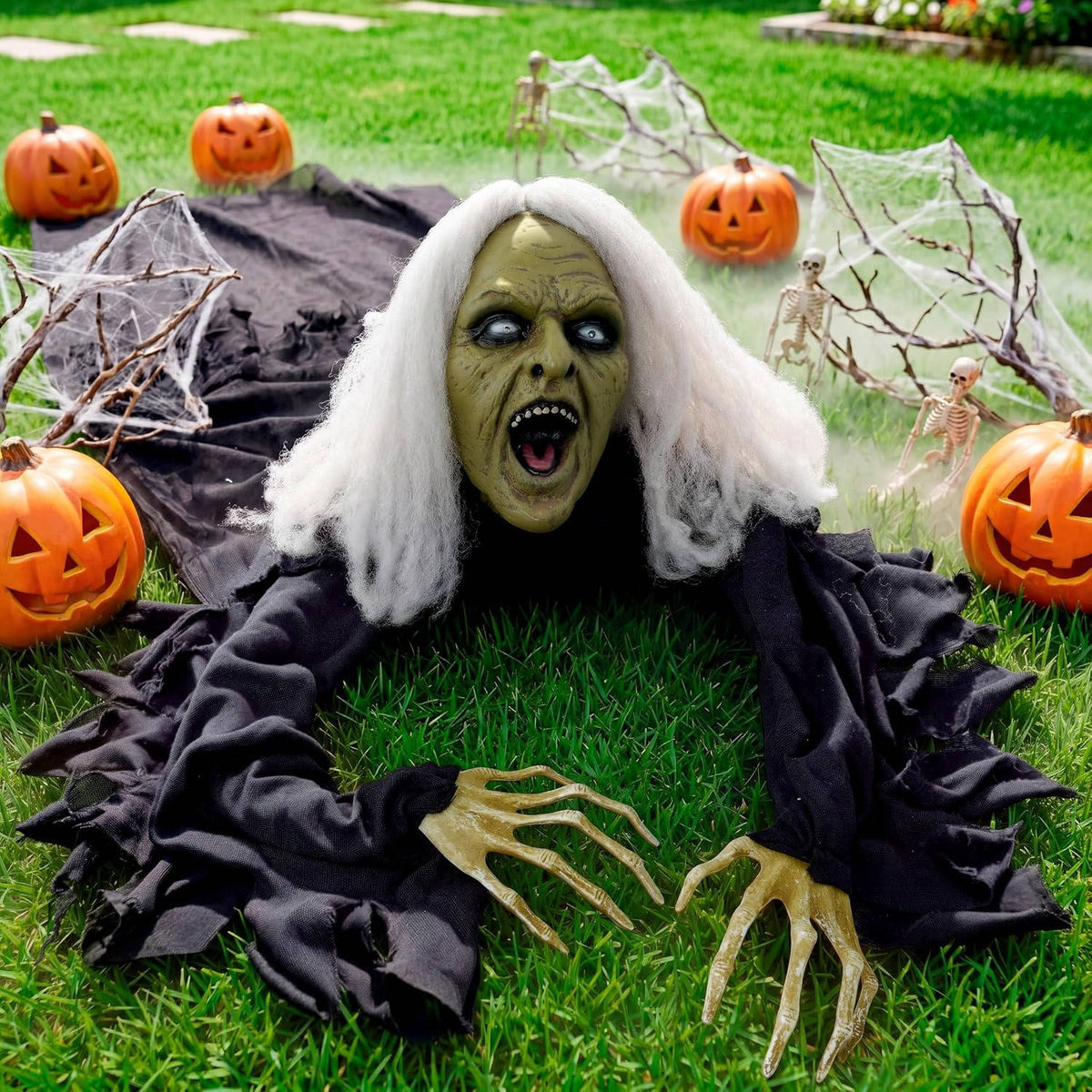 Halloween Groundbreaker, Light Up Eyes and Creepy Sound with IR Sensor for Outdoor Lawn, Graveyard and Haunted House Decor