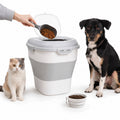 30 to 35 Lbs Dog Food Storage Container, Collapsible Airtight Pet Food Storage with Wheels, Scoop and 2 Containers