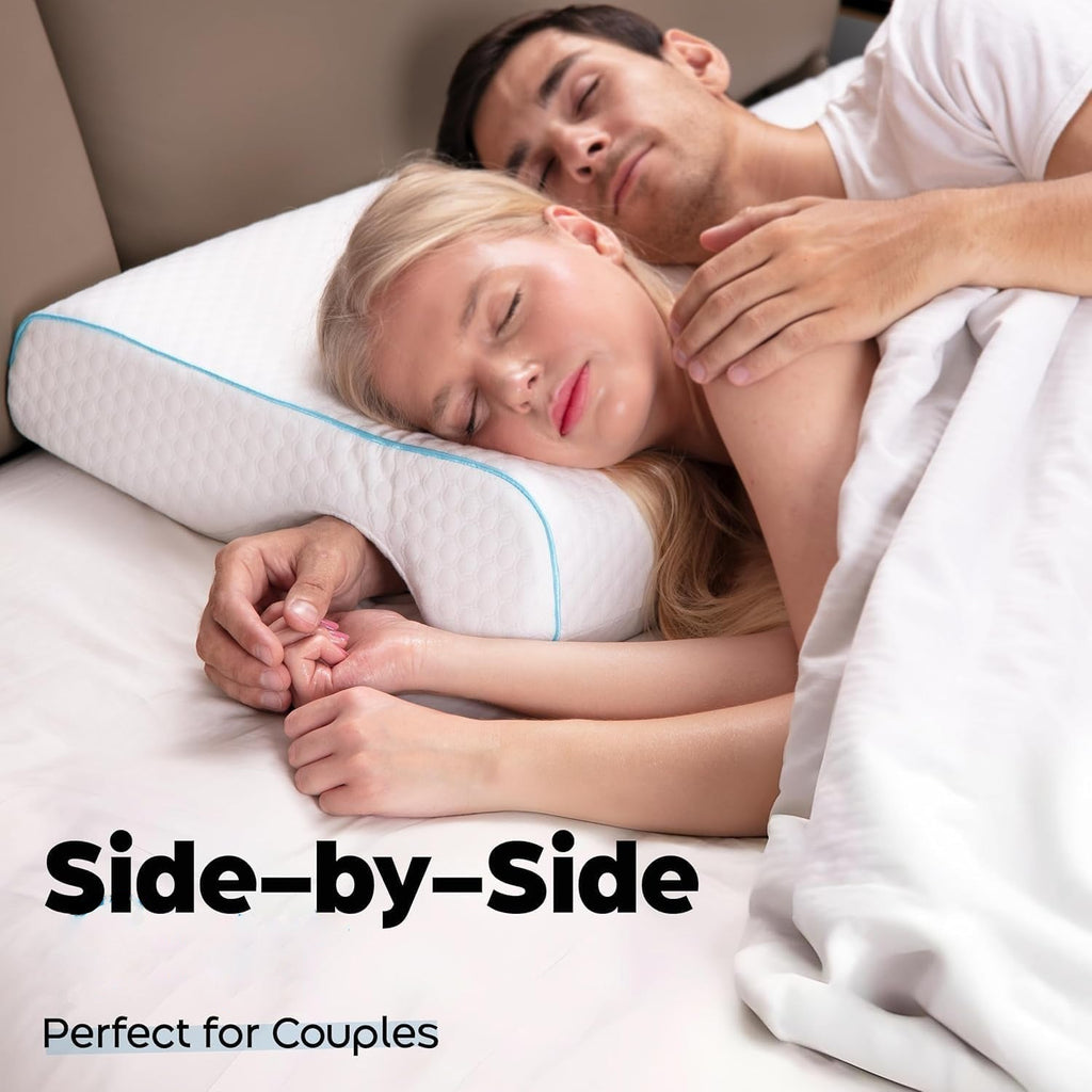 Couple Pillow with Memory Foam Arm Tunnel and Breathable Knit Cover, Machine Washable