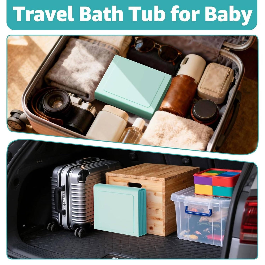 Collapsible Baby Bathtub with Inflatable Edge for Travel