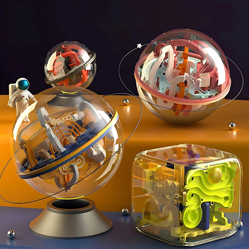3D Numbered Maze Ball with Tilt Control and Four Difficulty Levels