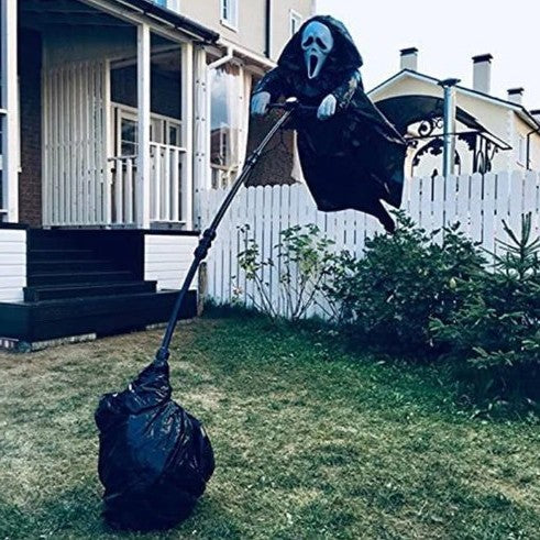 Ghost Face Flying Scarecrow with Screaming Mask for Outdoor Halloween Yard Decoration