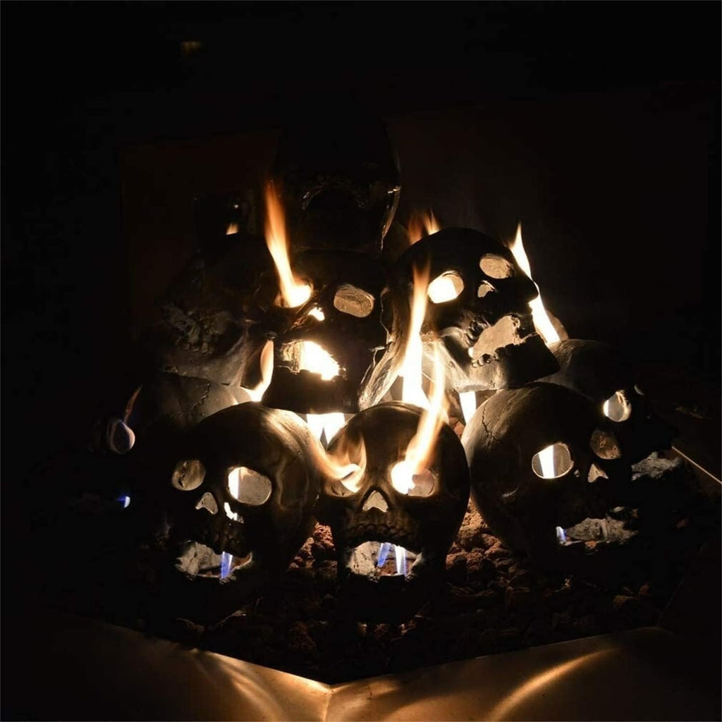 Ceramic Fire Pit Skull Logs with Heat Resistant Design for Halloween Bonfires