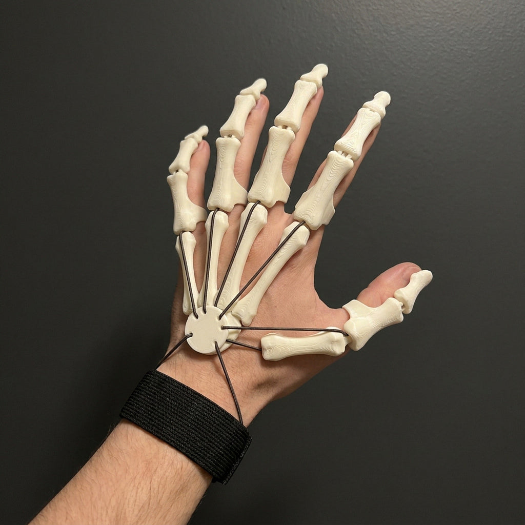 Articulated Skeleton Finger Extensions with Flexible Moving Joints for Halloween Cosplay