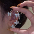 Clip on Earrings with Adjustable Tension and Cubic Zirconia Accents, Butterfly Leaf Star