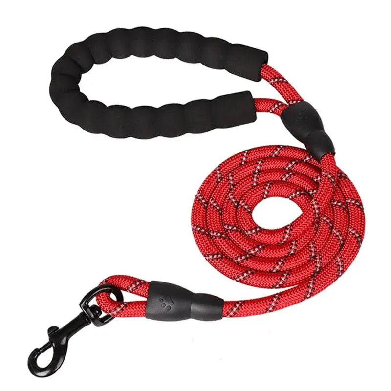 Dog Leash with Reflective Stitching and Padded Grip, Double Rope  Construction